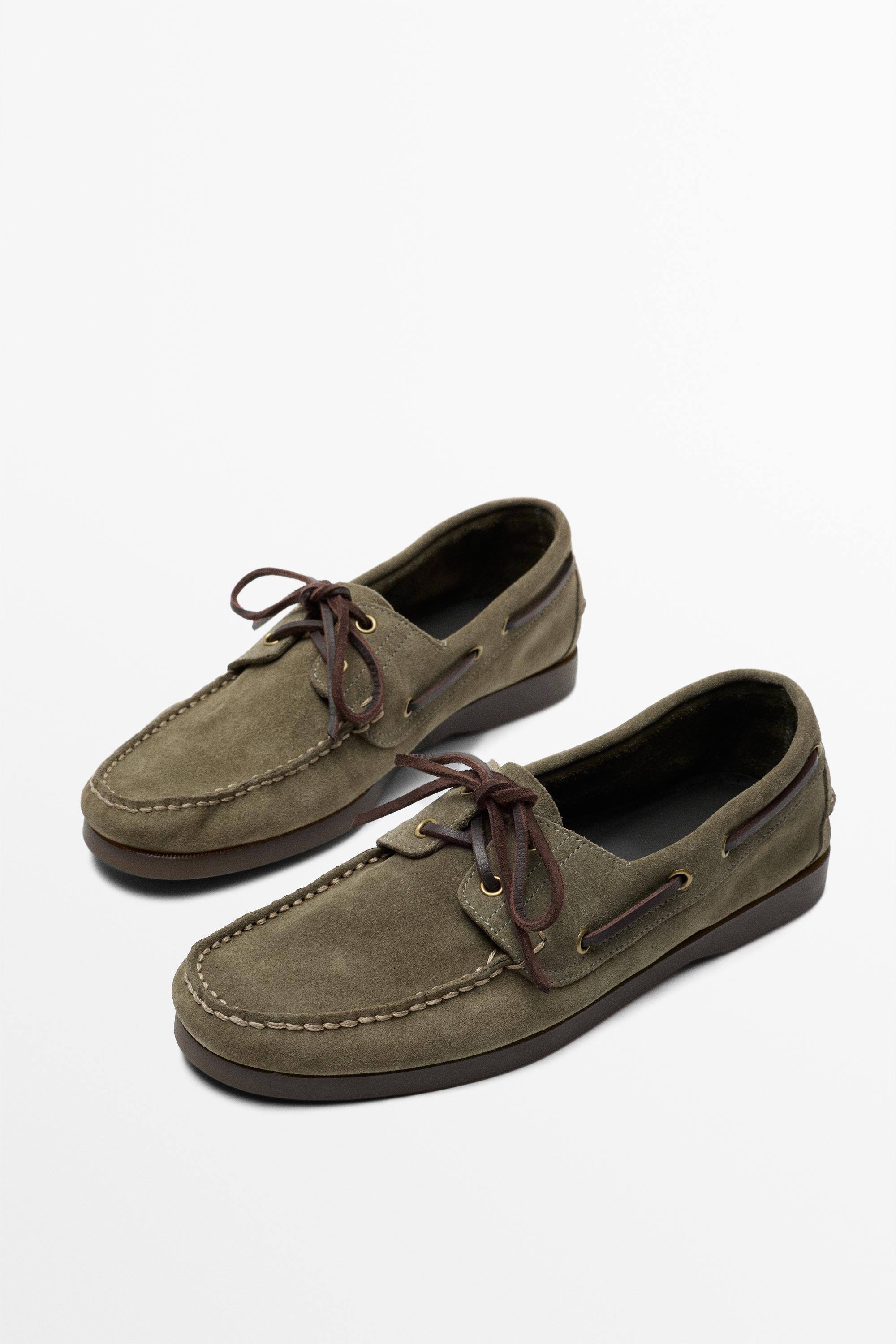 Leather boat shoe